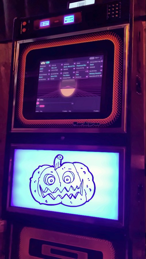 Jukebox light box with a Halloween pumpkin design for a themed party